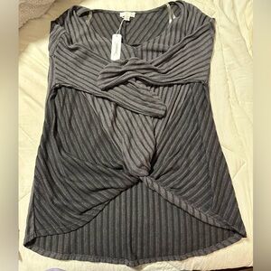 S Charming Charlie grey and black long sleeve sweater